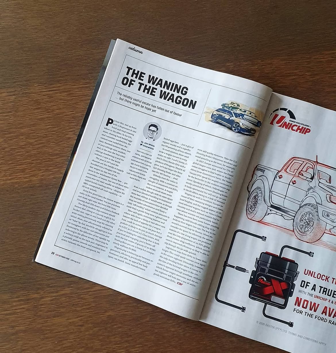 Open CAR Magazine spread showing The Waning of the Wagon column by John Whittle, October 2020